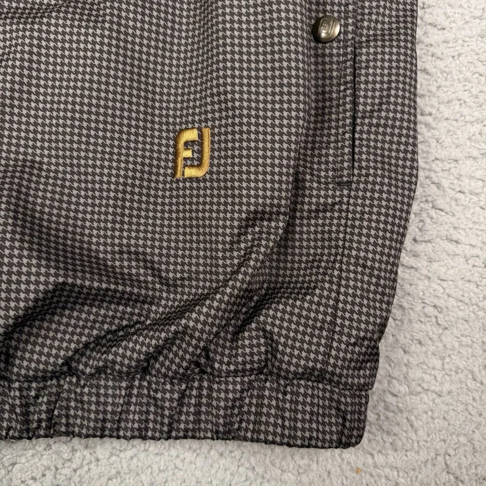 FootJoy‎ DryJoys Golf Vest Mens Large Black Houndstooth 1/4 Zip Windproof Jacket